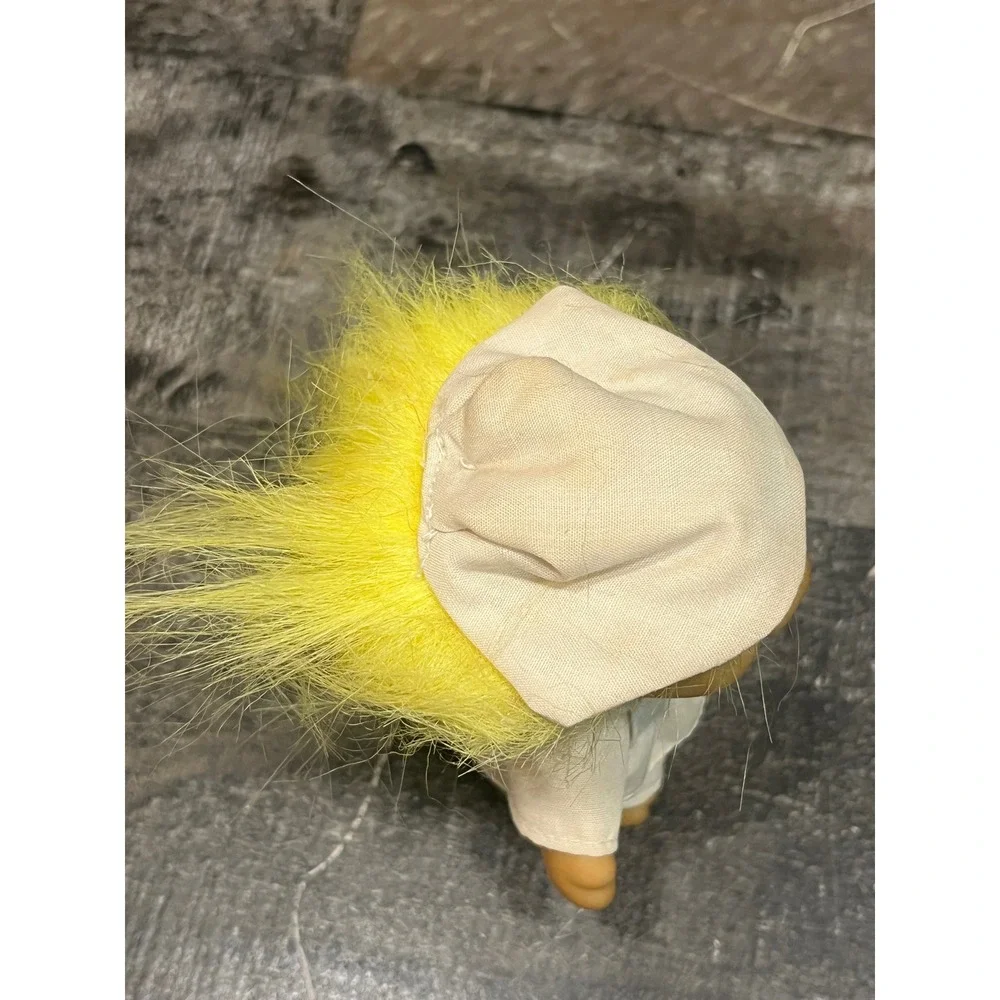 Vintage Russ Berrie Nurse Troll Doll Yellow Hair White Uniform Red Cross 3 Inch